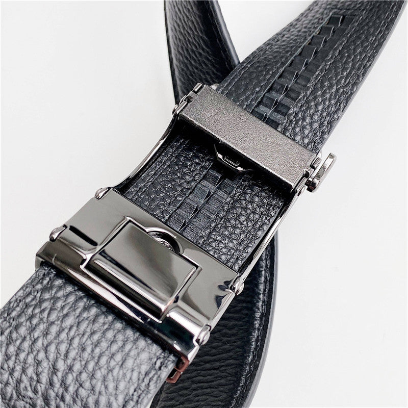 Men's leather business Automatic Buckle Belt